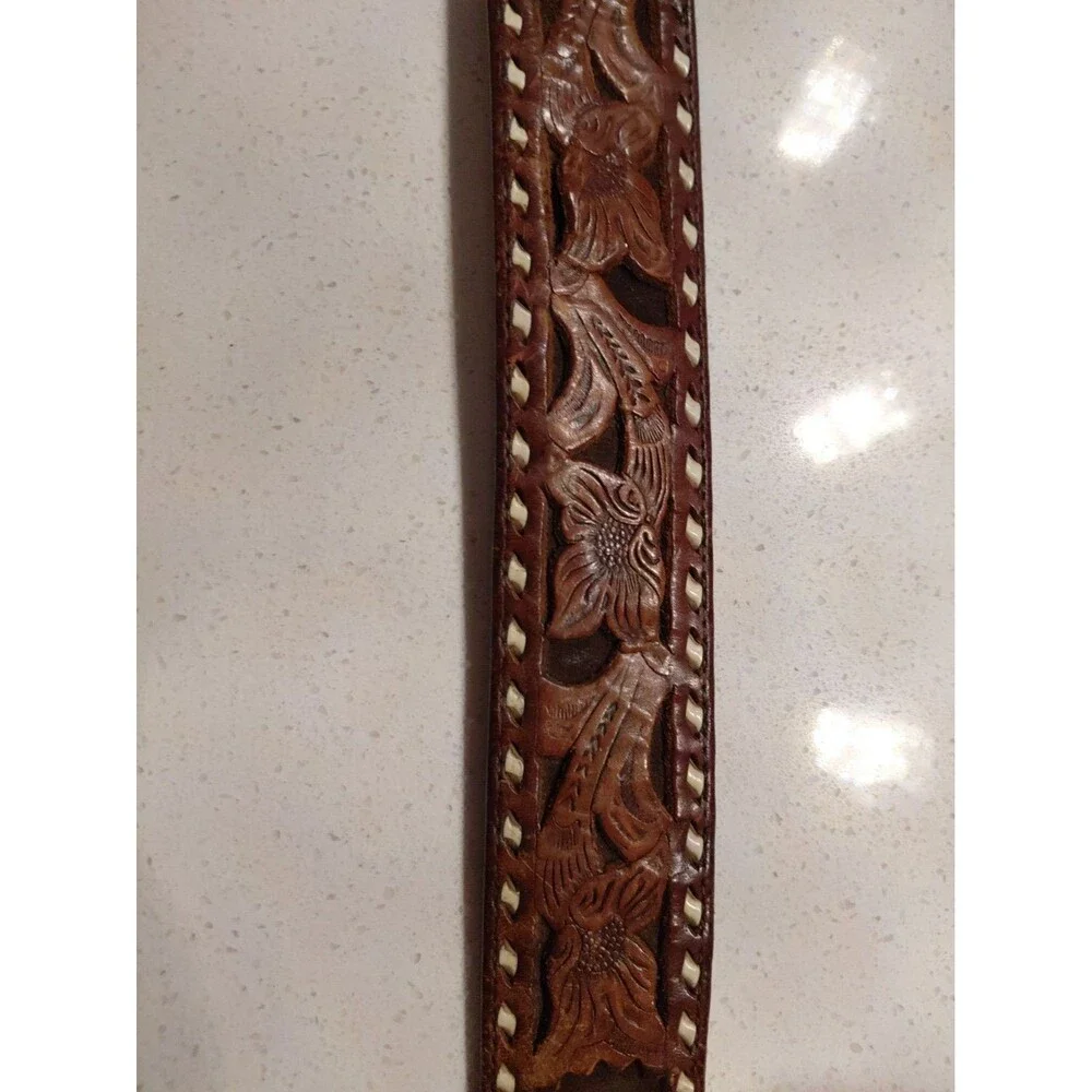Elk Belt Buckle Turquoise 4”x3”x1.75 Belt Oval with Carved Leather Belt